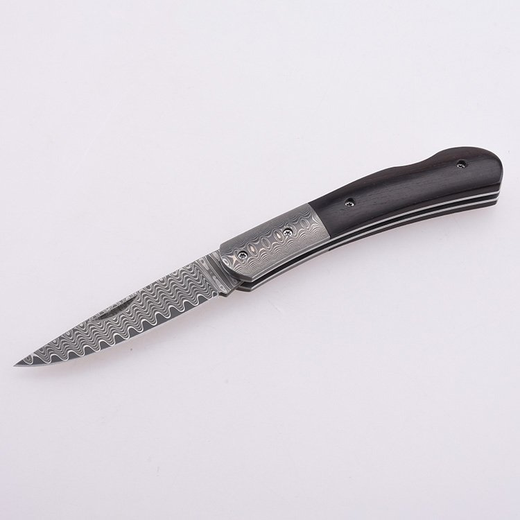 OEM Folding Pocket Knife Damascus Blade Ebony Handle GC-51D-BW