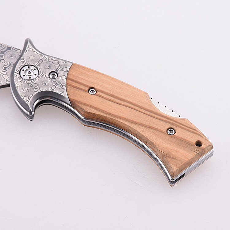 OEM Folding Pocket Knife 7Cr13MoV Blade Olive Wood Handle GC-1603D-OL