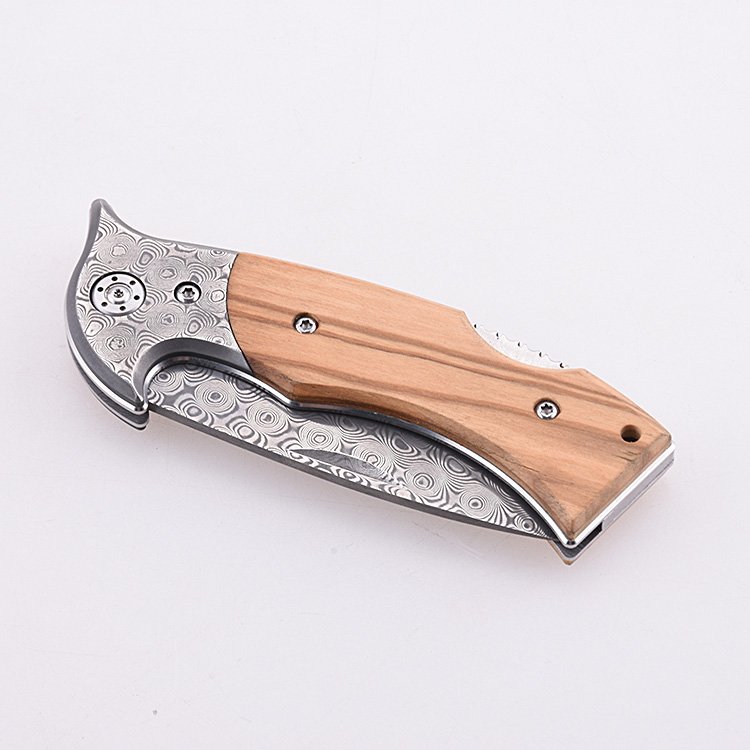OEM Folding Pocket Knife 7Cr13MoV Blade Olive Wood Handle GC-1603D-OL