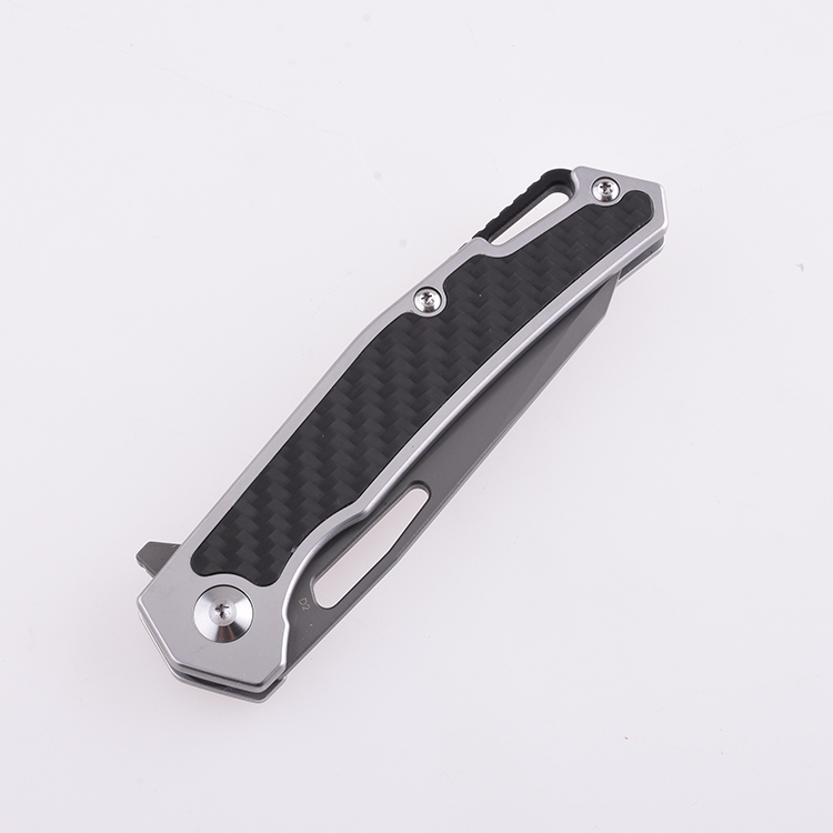 Shieldon Pisau Lipat Barraskewda D2 Pisau 3Cr14 + Pegangan Serat Karbon 9042S1-G