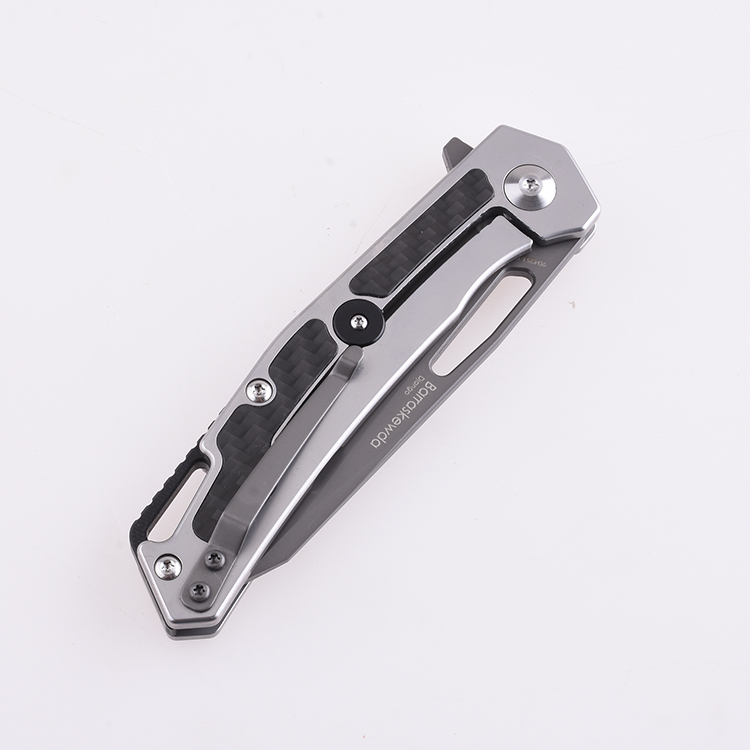Shieldon Pisau Lipat Barraskewda D2 Pisau 3Cr14 + Pegangan Serat Karbon 9042S1-G