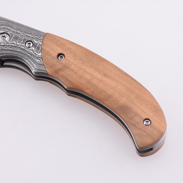 Coltello tascabile pieghevole OEM 7Cr13MoV lama manico in legno d'ulivo GC-17927DD-OL
