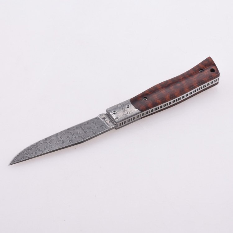 Navaja de bolsillo plegable OEM Hoja 7Cr13MoV Mango de madera de serpiente GC-1710NW