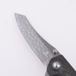 Shieldon Folding Pocket Knife Tortank 9Cr18Mov 67-Layer Damascus Steel Blade G10 + Carbon Fiber Handle 7091D