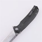Shieldon Pisau Lipat 9Cr18Mov 67-Lapisan Baja Damaskus Pisau G10 + Pegangan Serat Karbon 7092D