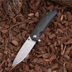 Shieldon Pisau Lipat 9Cr18Mov 67-Lapisan Baja Damaskus Pisau G10 + Pegangan Serat Karbon 7092D