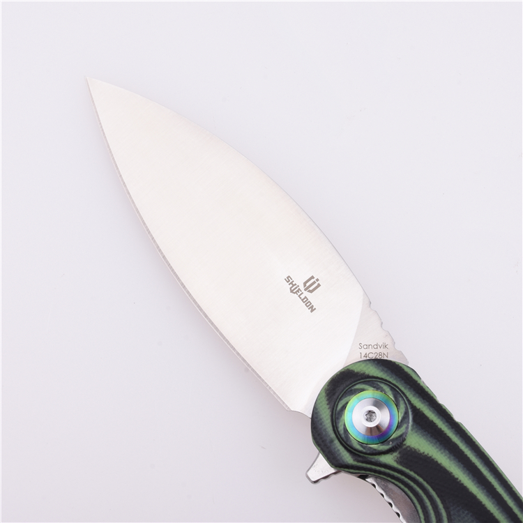 Coltello tascabile pieghevole Shieldon Bulbasaur Sandvik 14C28N Lama G10 Manico 9061G-N