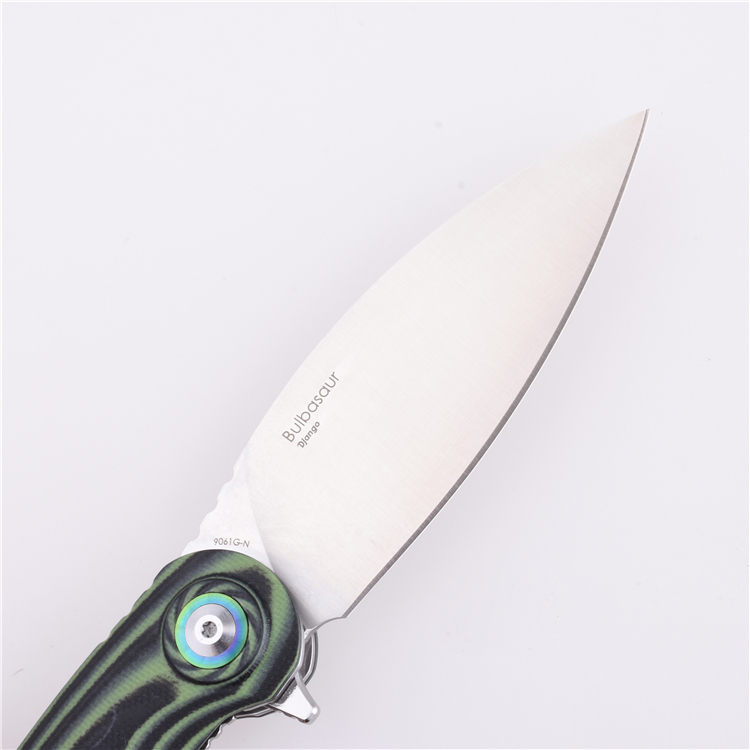 Coltello tascabile pieghevole Shieldon Bulbasaur Sandvik 14C28N Lama G10 Manico 9061G-N
