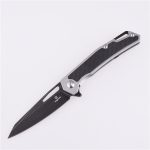 Shieldon Couteau de Poche Pliant Barraskewda D2 Lame 3Cr14 + Manche en Fibre de Carbone 9042S1-S