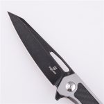 Shieldon Couteau de Poche Pliant Barraskewda D2 Lame 3Cr14 + Manche en Fibre de Carbone 9042S1-S