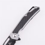 Shieldon Couteau de Poche Pliant Barraskewda D2 Lame 3Cr14 + Manche en Fibre de Carbone 9042S1-S