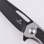Shieldon Couteau de Poche Pliant Barraskewda D2 Lame 3Cr14 + Manche en Fibre de Carbone 9042S1-S