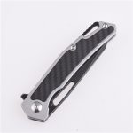 Shieldon Couteau de Poche Pliant Barraskewda D2 Lame 3Cr14 + Manche en Fibre de Carbone 9042S1-S