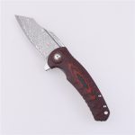 Navaja de bolsillo plegable Shieldon 9Cr18Mov hoja de acero damasco de 67 capas G10 + mango de fibra de carbono 7093D1