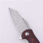 Navaja de bolsillo plegable Shieldon 9Cr18Mov hoja de acero damasco de 67 capas G10 + mango de fibra de carbono 7093D1