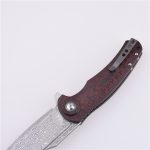 Navaja de bolsillo plegable Shieldon 9Cr18Mov hoja de acero damasco de 67 capas G10 + mango de fibra de carbono 7093D1