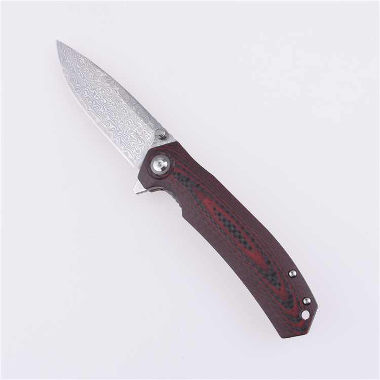 Shieldon Folding Pocket Knife 9Cr18Mov 67-Layer Damascus Steel Blade G10 + Carbon Fiber Handle 7092D1