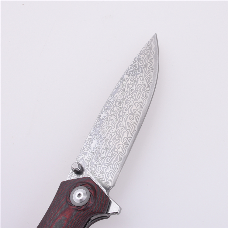 Shieldon Folding Pocket Knife 9Cr18Mov 67-Layer Damascus Steel Blade G10 + Carbon Fiber Handle 7092D1