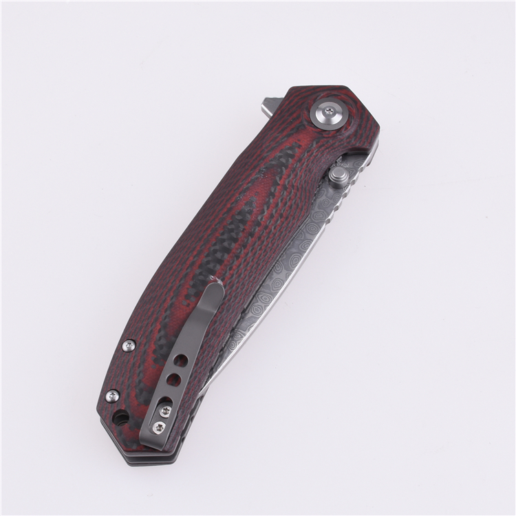 Shieldon Folding Pocket Knife 9Cr18Mov 67-Layer Damascus Steel Blade G10 + Carbon Fiber Handle 7092D1