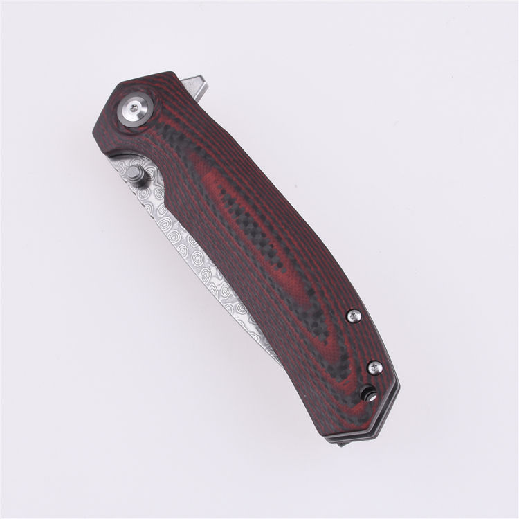 Shieldon Folding Pocket Knife 9Cr18Mov 67-Layer Damascus Steel Blade G10 + Carbon Fiber Handle 7092D1