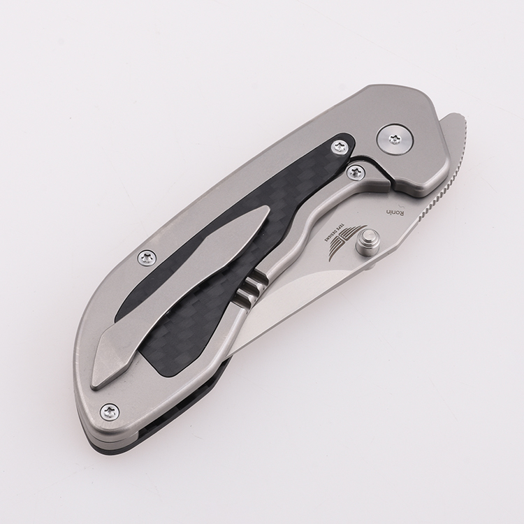 Shieldon EDC knife, TP01A Ronin, M390 blade, carbon fiber and 6AL4V Titanium handle, nested frame lock, Tepe Designs (USA) design