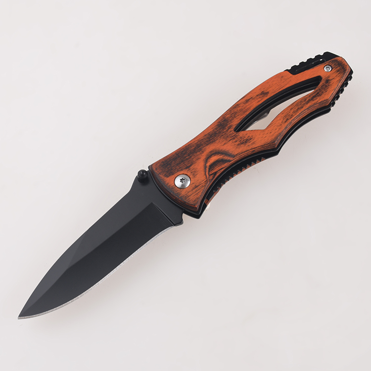 Cuchillos plegables mango de madera hueco cordón agujero FR-0508 s02