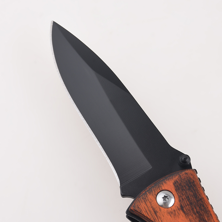 Cuchillos plegables mango de madera hueco cordón agujero FR-0508 s05
