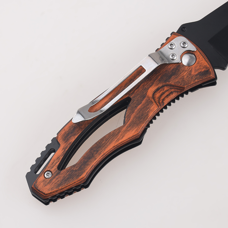 Cuchillos plegables mango de madera hueco cordón agujero FR-0508 s06