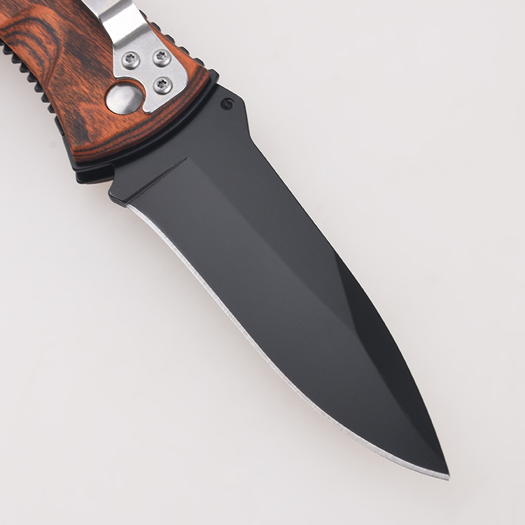 Cuchillos plegables mango de madera hueco cordón agujero FR-0508 s07