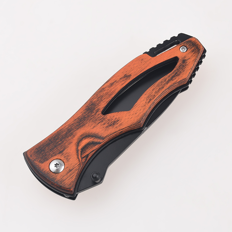 Cuchillos plegables mango de madera hueco cordón agujero FR-0508 s09