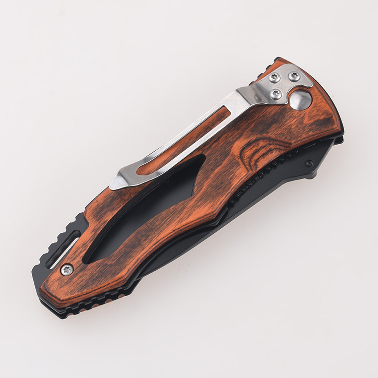 Cuchillos plegables mango de madera hueco cordón agujero FR-0508 s10