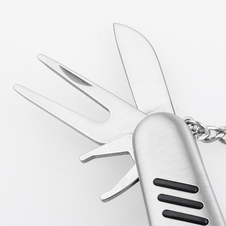 Golf divot tool 6 in 1 broom key ring pin blade SS-0818 s07